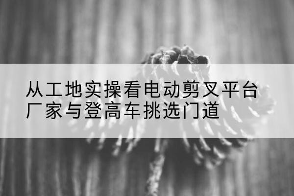 滨湖电动剪叉升降平台厂家-从工地实操看电动剪叉平台厂家与登高车挑选门道